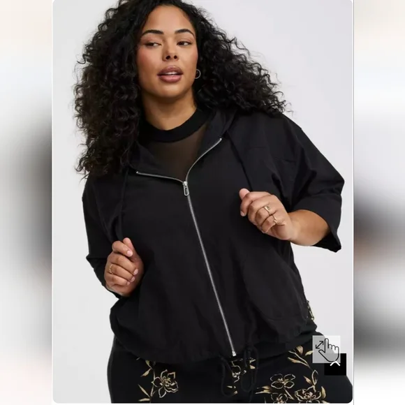 NWT Cropped Zip-Up Hoodie 1X - Picture 4 of 10